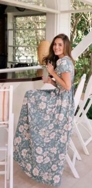 Gal Meets Glam Collection Shannon Pleat Neck Maxi Dress Sz. 0